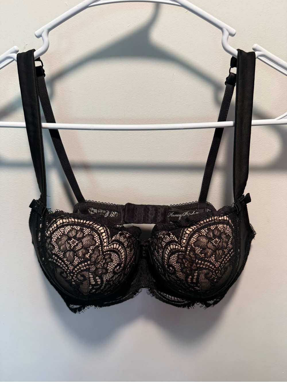 Honey Birdette Black Lace Balconette Bra